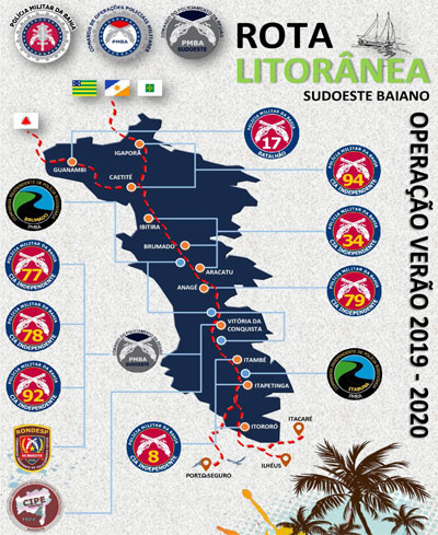 Operação Verão 2019/2020 tem início em toda a Bahia com 'Rota Litorânea' por cidades do sudoeste baiano