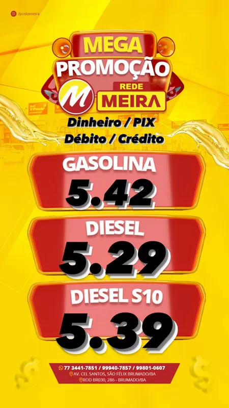 Brumado: Abasteça com qualidade e preços baixos no Posto Meira