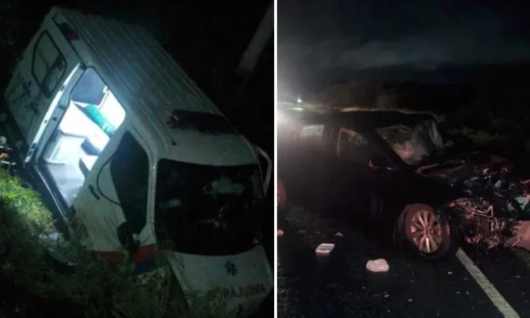 Colisão frontal entre ambulância e carro é registrada na BA-026, em Contendas do Sincorá