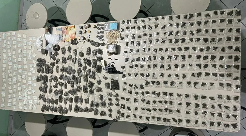 Polícia Militar apreende grande quantidade de drogas, arma e munições em Cândido Sales