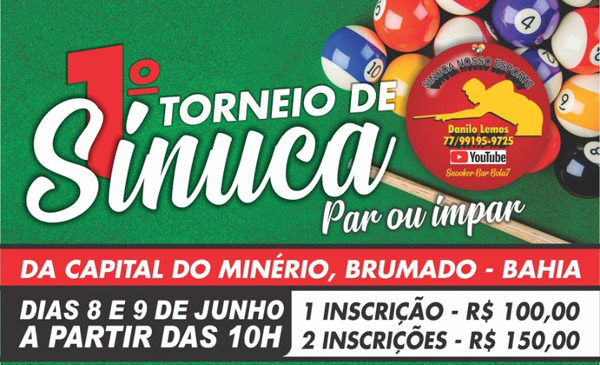 Será realizado em Brumado o 1° Torneio de Sinuca - Par ou Ímpar