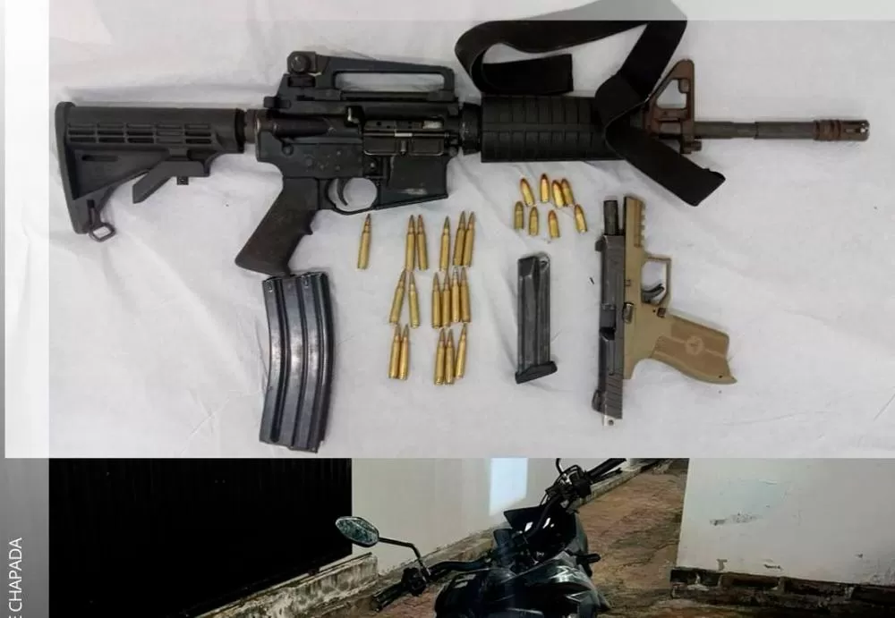 Operação conjunta resulta na apreensão de fuzil 5,56 e uma pistola em Itaetê