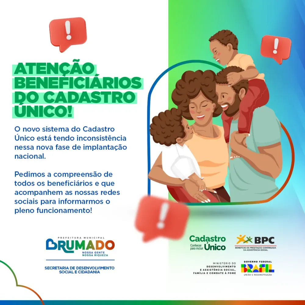 Cadastro Único: Prefeitura de Brumado informa sobre inconsistências no novo sistema