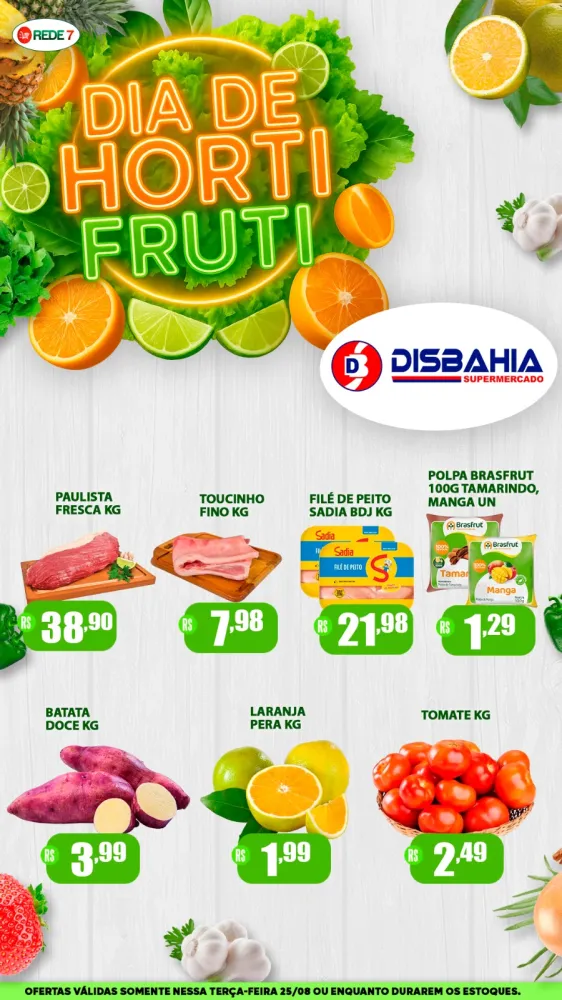 Disbahia Supermercado reúne ofertas de hortifruti e carnes nesta terça-feira (25)