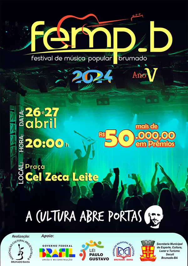 Festival de Música Popular Brumado acontece nos dias 26 e 27 de abril; faça sua inscrição