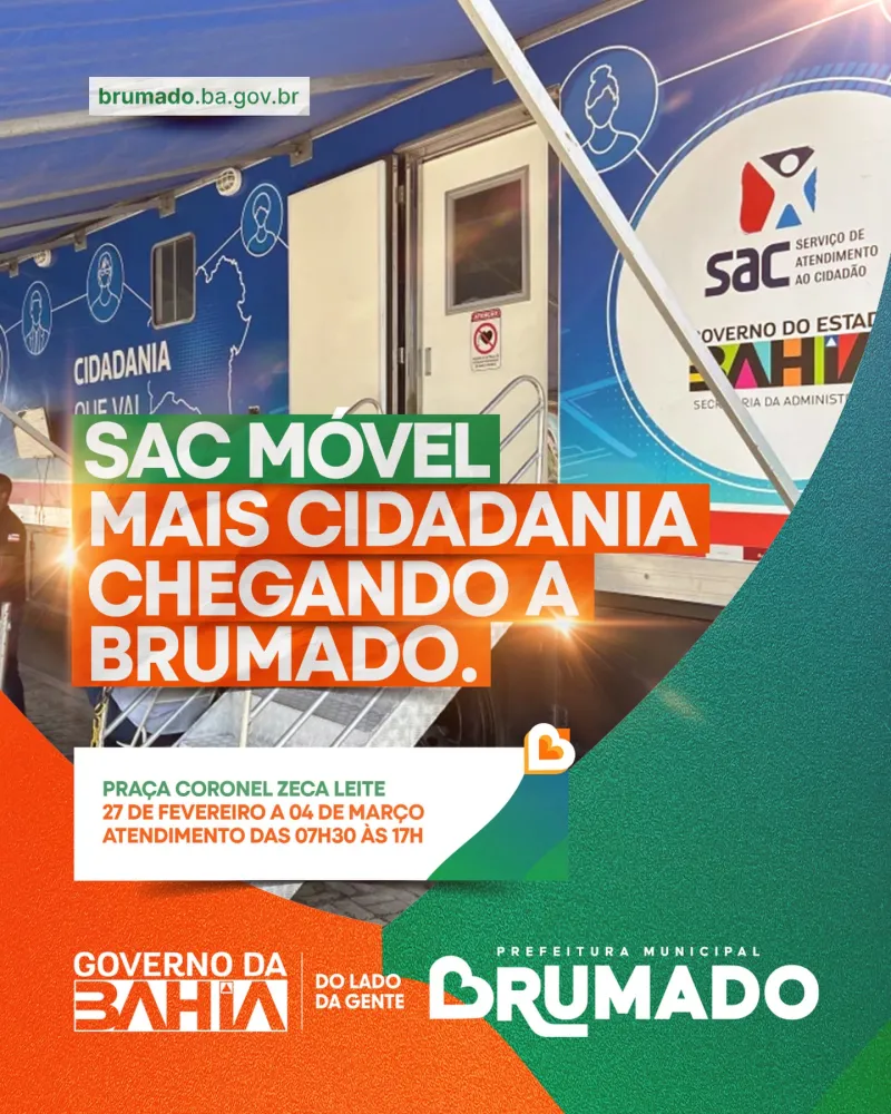 População de Brumado contará com atendimento do SAC Móvel entre 27 de fevereiro e 04 de março
