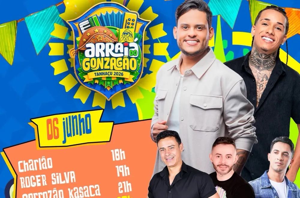 Thiago Aquino e Theuzinho comandam a festa deste sábado no Arraiá do Gonzagão em Tanhaçu
