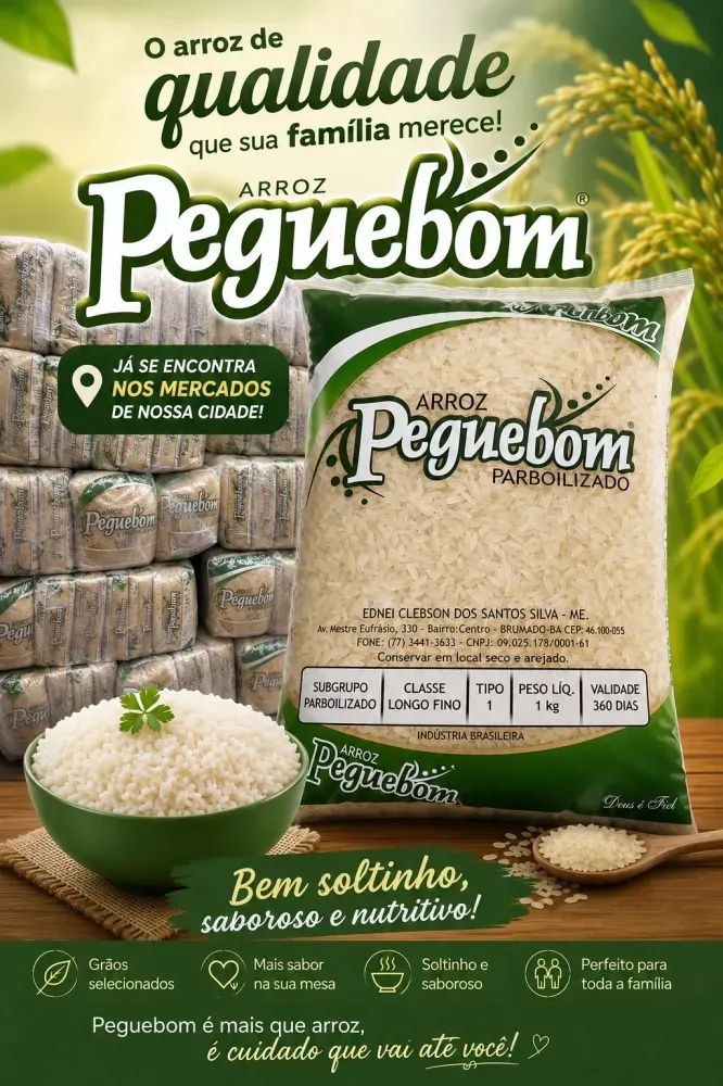 Arroz Peguebom chega aos mercados de Brumado com qualidade e alto rendimento