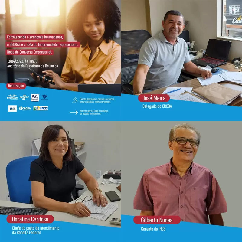 Brumado: Sala do Empreendedor e o Sebrae irão realizar uma Roda de Conversa Empresarial