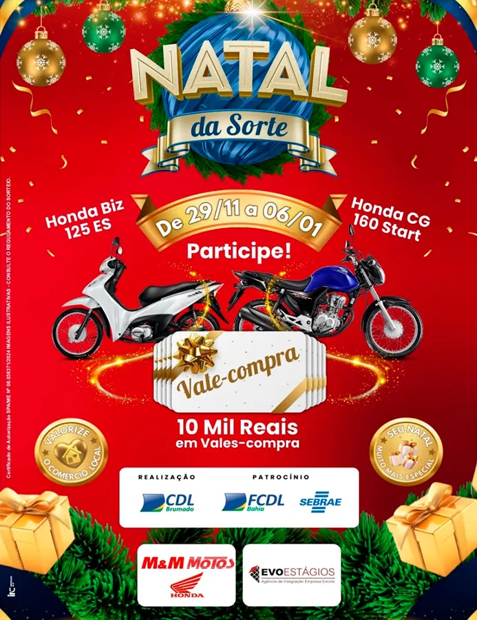 Natal da Sorte CDL Brumado: compre nas lojas participantes e concorra a prêmios!