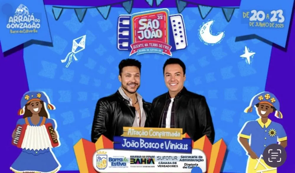 João Bosco e Vinícius são confirmados como atração no São João de Barra da Estiva