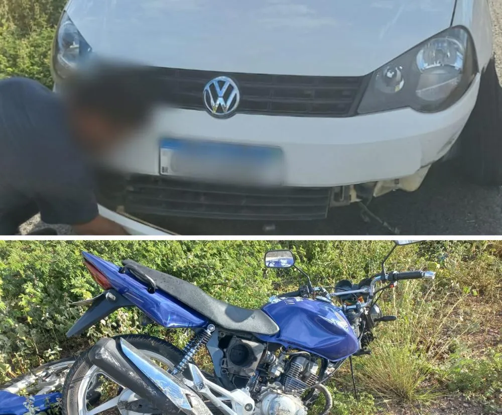 Colisão entre carro e moto é registrada na BR-030, em Brumado