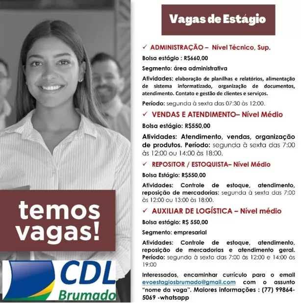 Oportunidades de estágio: Evo Estágios tem vagas abertas em Brumado