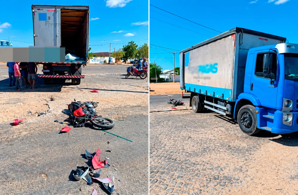 Motociclista de 58 anos fica ferido após colisão com caminhão na BR-030, em Palmas de Monte Alto