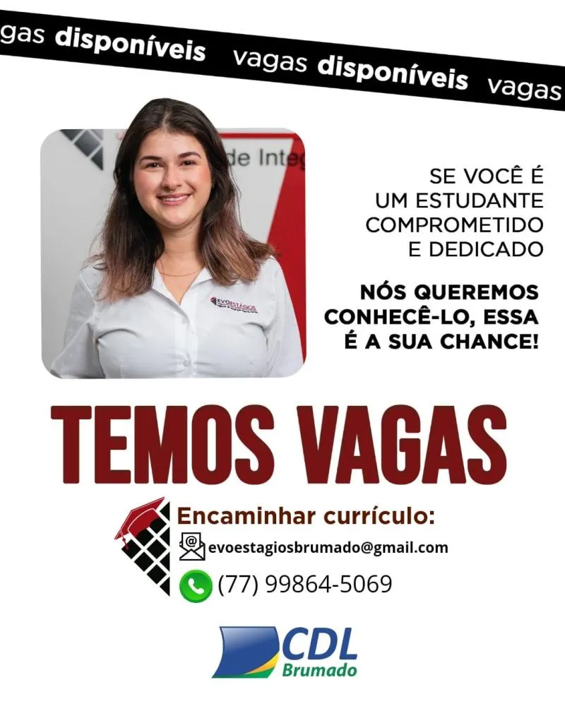 EvoEstágios e CDL de Brumado oferecem vagas de estágio para estudantes