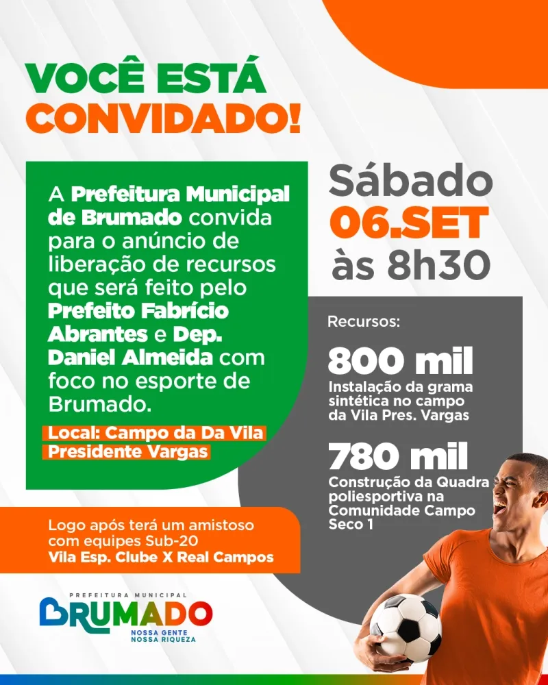 Prefeitura de Brumado anunciará novos investimentos em esporte neste sábado (06)