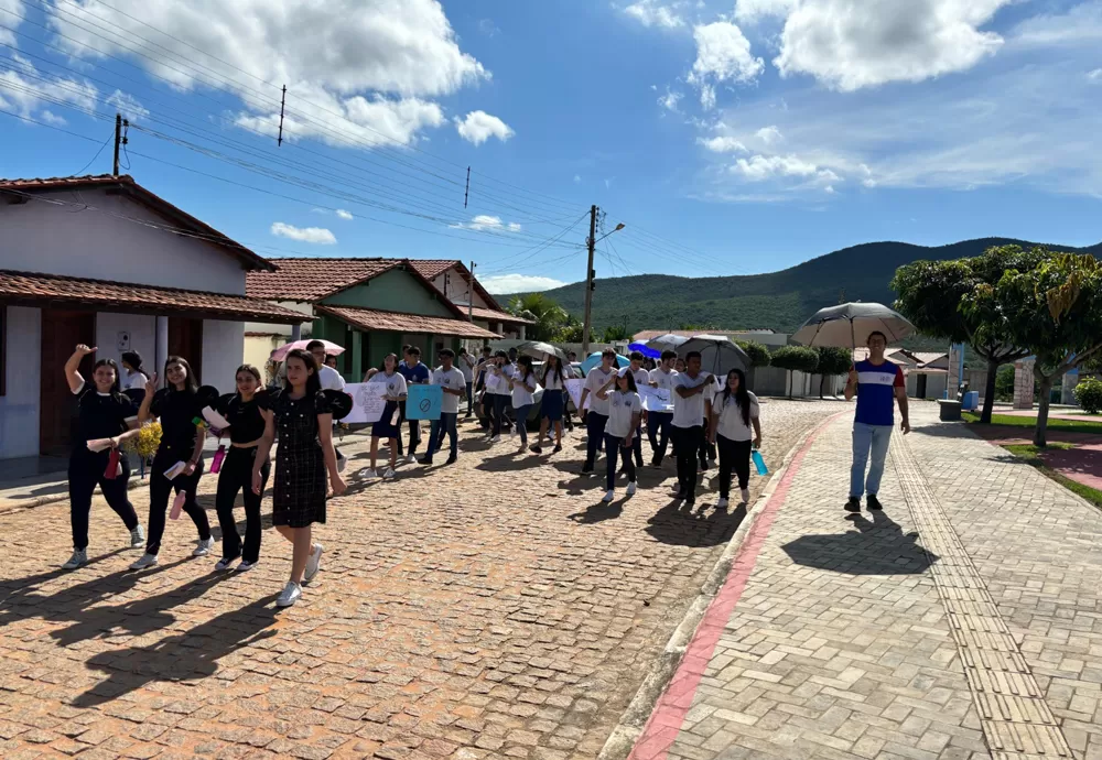 Estudantes do Colégio Estadual do Campo Marcolino Moura lideram caminhada contra a Dengue em Rio de Contas