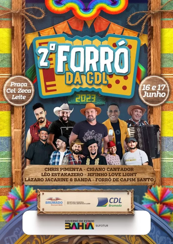 Brumado: Sexta (16) e sábado (17) tem o Forró da CDL na Praça da Prefeitura