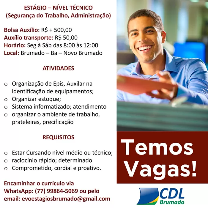 Estágio em Segurança do Trabalho e Administração: Oportunidade para Estudantes em Brumado