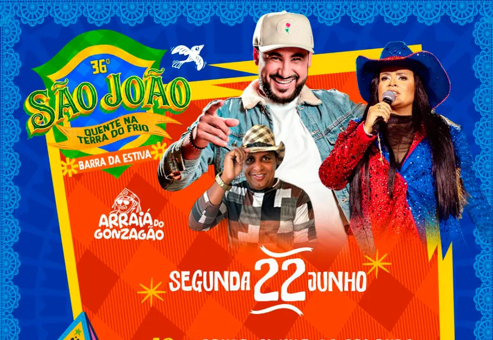 Nesta segunda-feira, Raí Saia Rodada e Klessinha comandam a programação do 36º São João Quente na Terra do Frio em Barra da Estiva