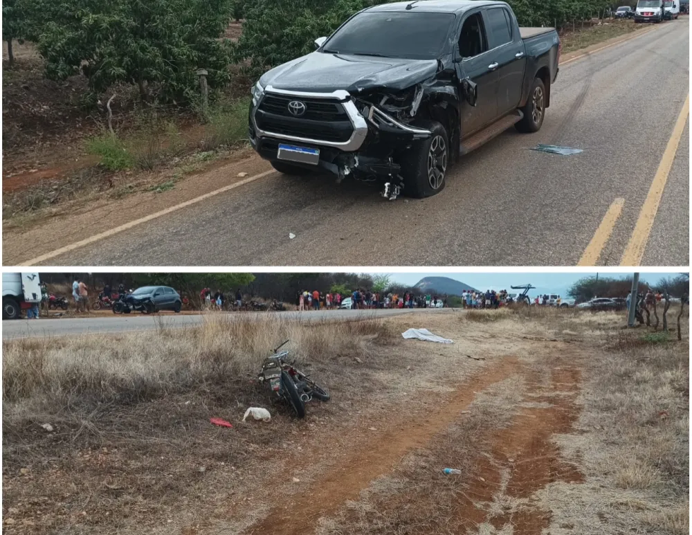 Motociclista de 66 anos morre após colisão com caminhonete na BA-148, em Dom Basílio