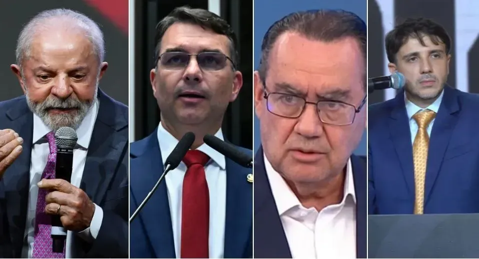 Atlas/Bloomberg: Lula lidera 1º turno com 43,4%, seguido por Flávio Bolsonaro com 33,7%