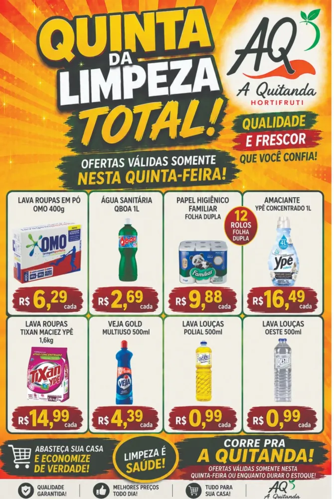 A Quitanda Hortifruti realiza “Quinta da Limpeza Total” com ofertas especiais em Brumado