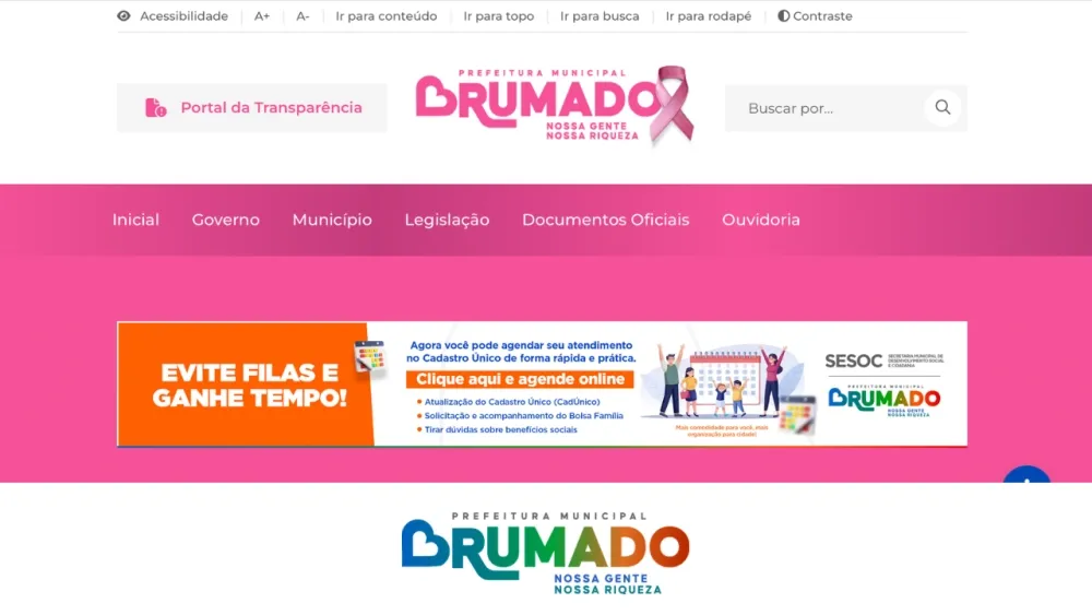 Site da Prefeitura ganha tom rosa em apoio ao Outubro Rosa