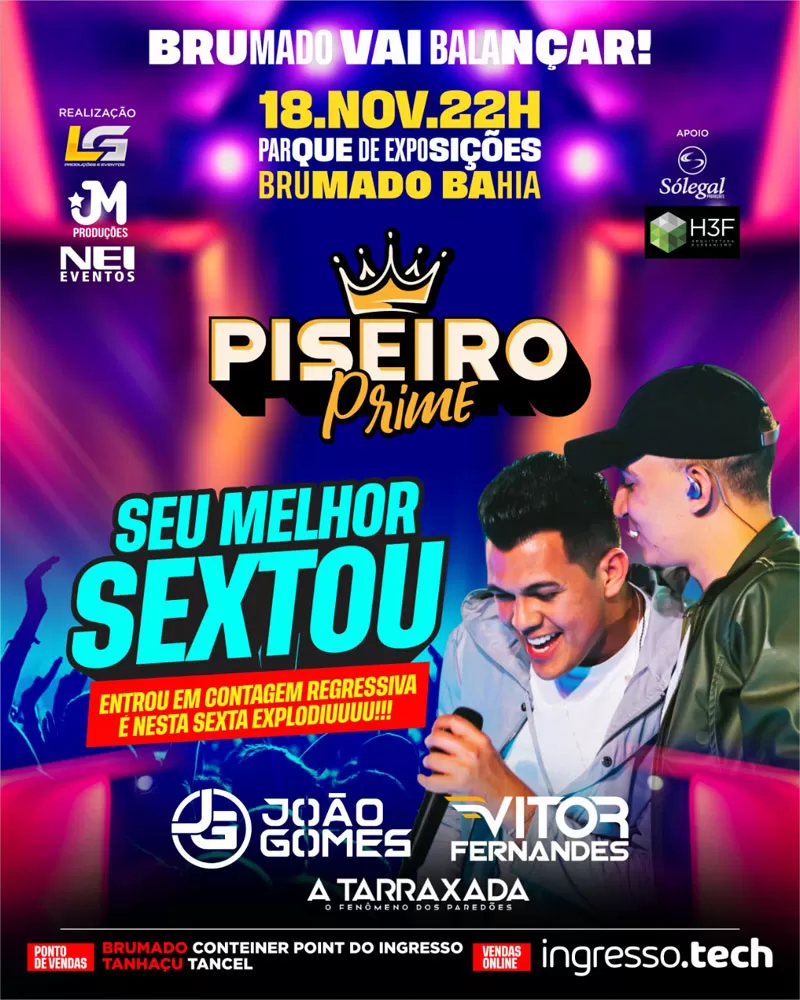 Brumado: Hoje (18) tem o Piseiro Prime no Parque de Exposições