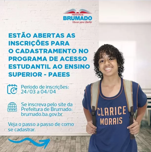 Prefeitura de Brumado abre inscrições para Programa de Acesso Estudantil ao Ensino Superior