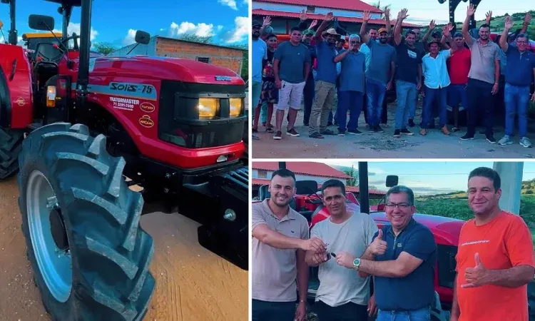 Prefeito Valdemir Gondim entrega trator à Associação do Pica Pau em Tanhaçu