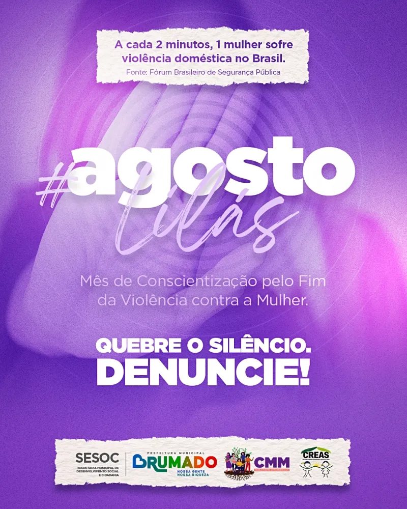 Brumado reforça conscientização no Agosto Lilás: mês pelo fim da violência contra a mulher