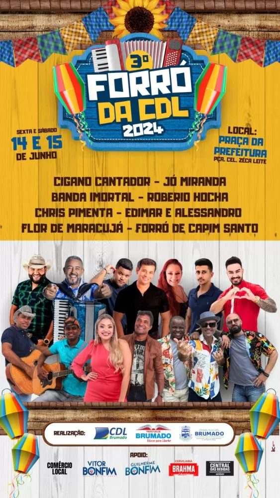 Programação oficial do Forró da CDL 2024 em Brumado é divulgada