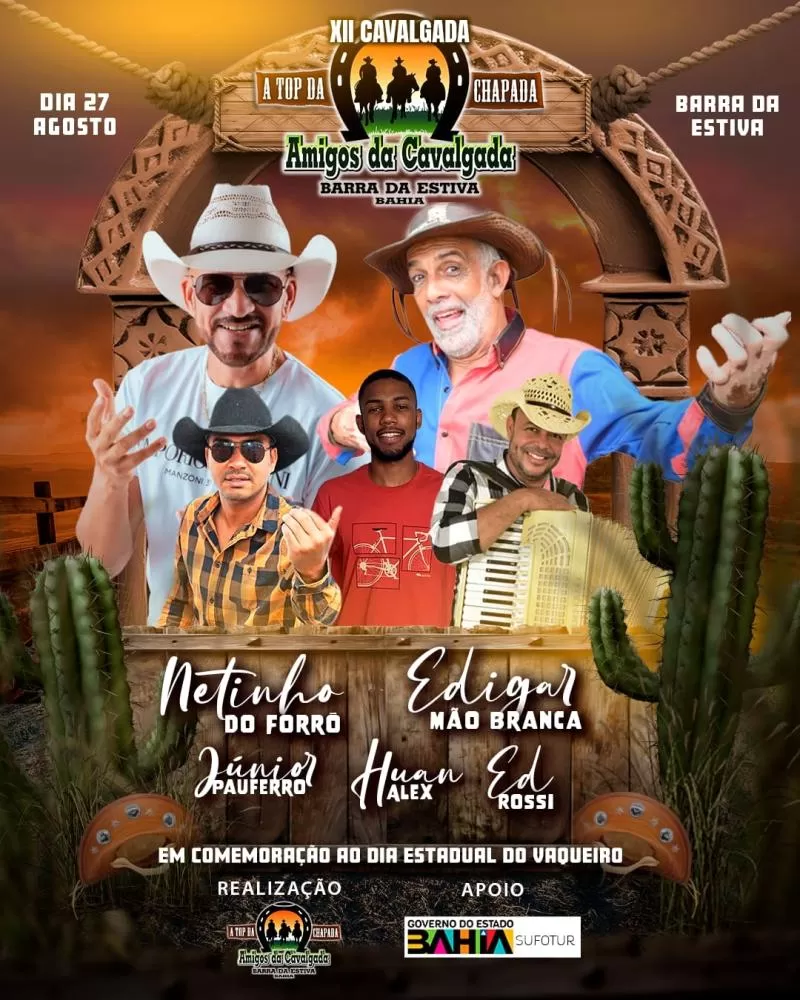 Acontece neste domingo (27) em Barra da Estiva, a Cavalgada Amigos da Cavalgada - A Top da Chapada