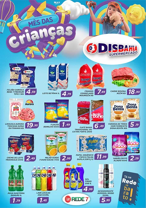 Ofertas do Mês das Crianças do Disbahia Supermercado