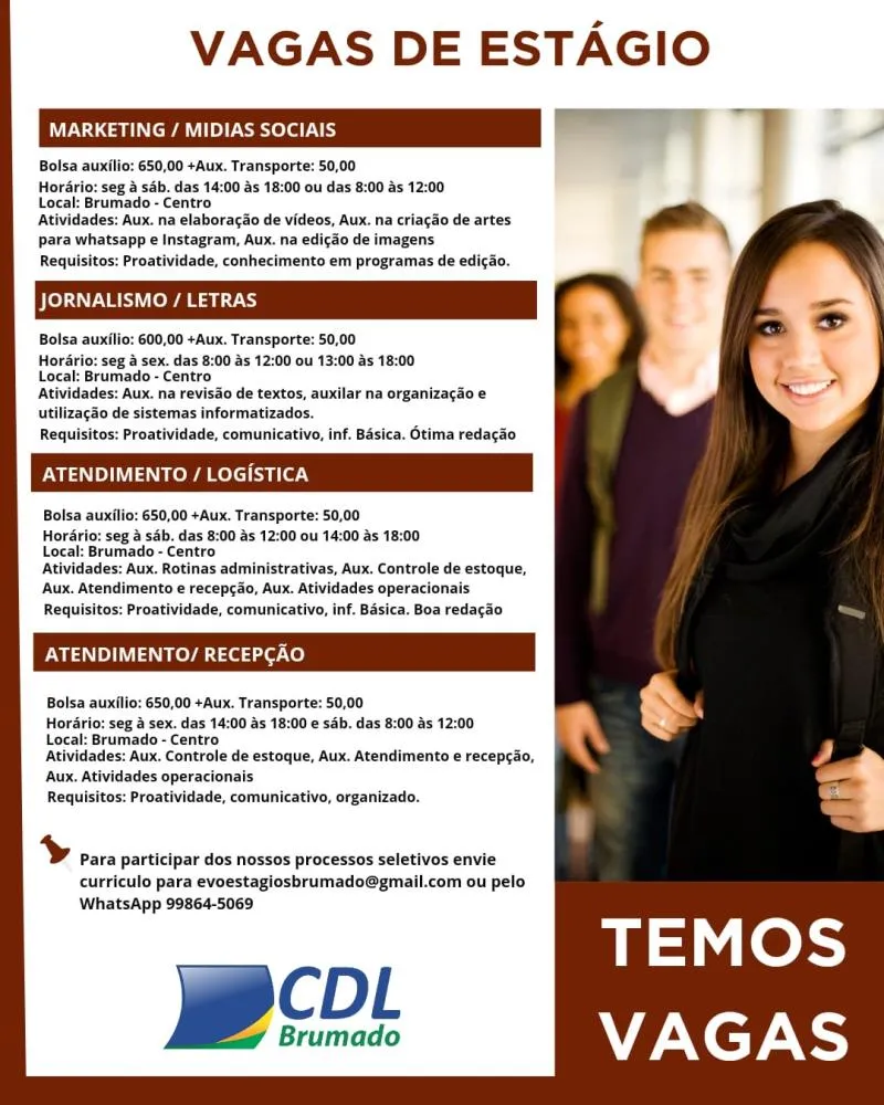 CDL de Brumado oferece diversas oportunidades de estágio