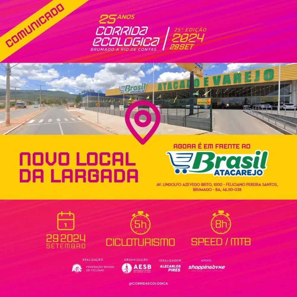 Corrida Ecológica celebra 25 anos com largada em frente ao Brasil Atacarejo no dia 29 de setembro