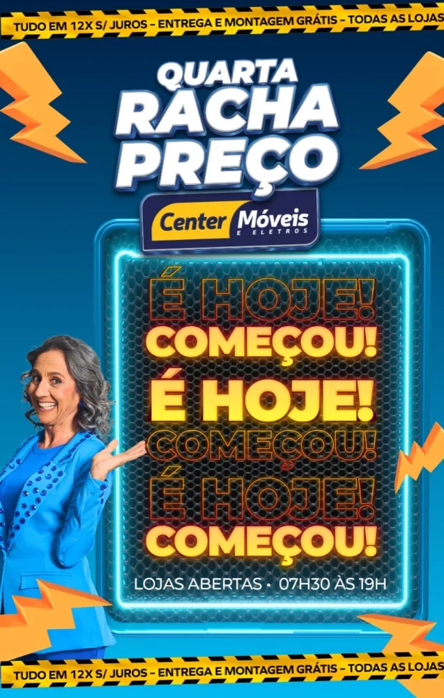 É hoje! Center Móveis e Eletros realiza a Quarta Racha Preço com 12 horas de ofertas em Brumado