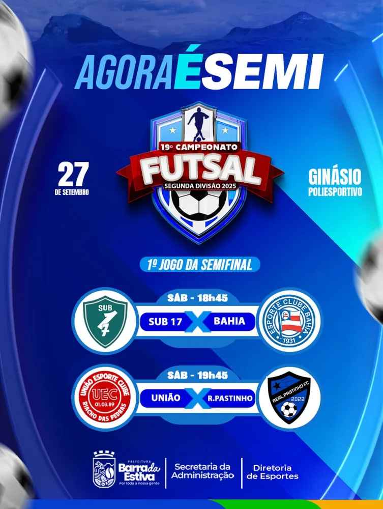 Barra da Estiva realiza semifinais do Campeonato Municipal de Futsal nesta sexta-feira