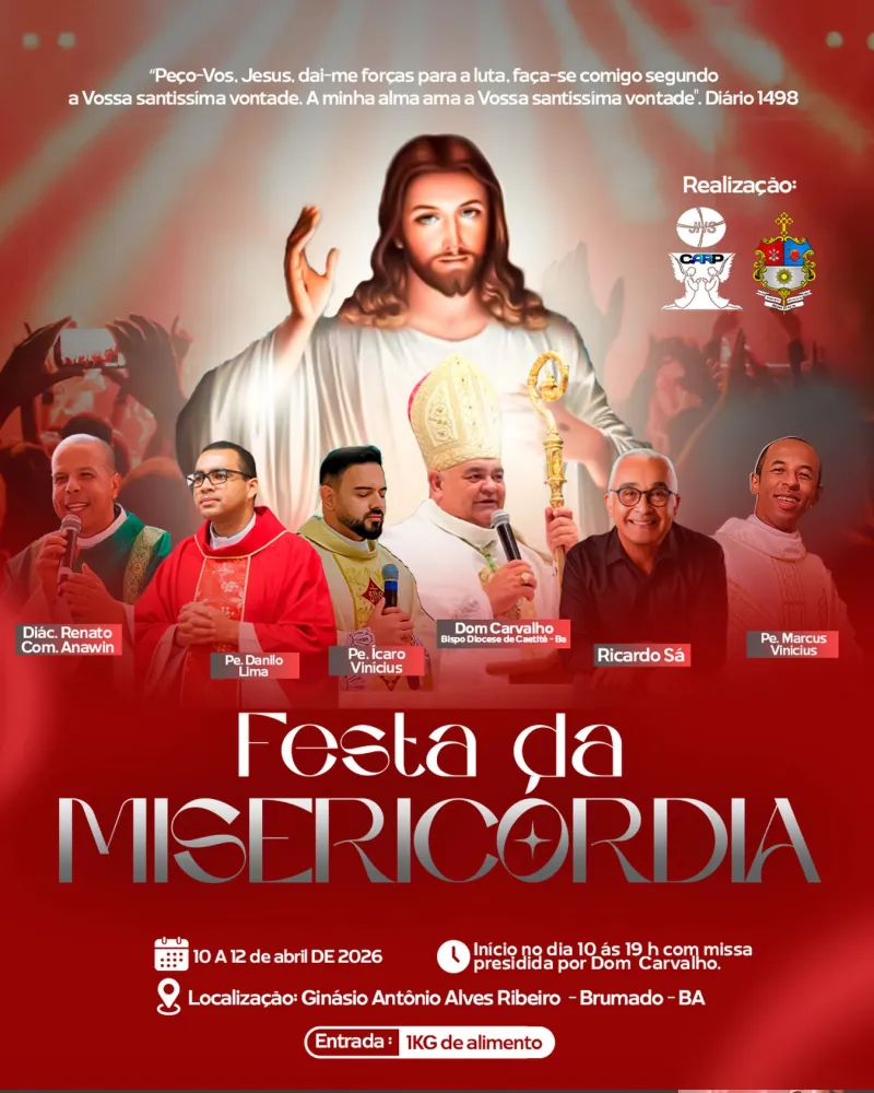 Comunidade católica prepara três dias de espiritualidade na Festa da Misericórdia em Brumado
