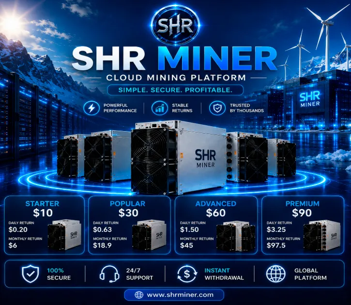 SHR Miner lança serviço gratuito de mineração em nuvem para detentores de BTC, XRP e ETH, oferecendo ganhos diários de $10.700 ou mais