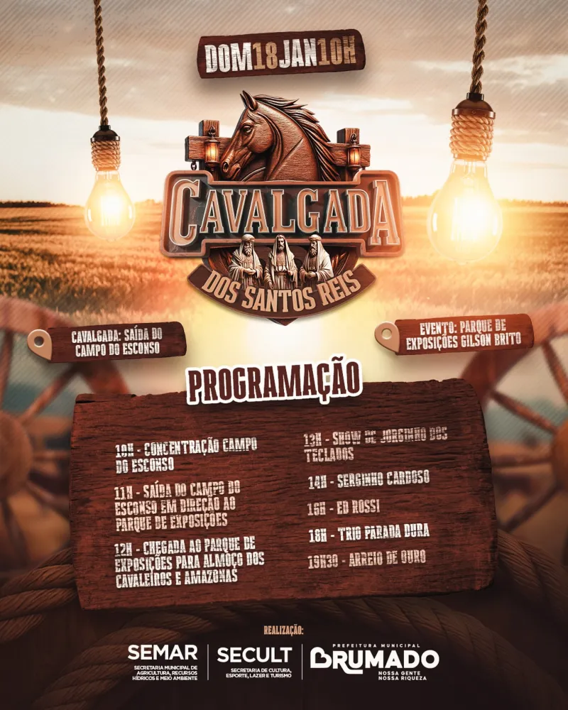 Programação completa da Cavalgada dos Santos Reis é divulgada com horários das atrações em Brumado