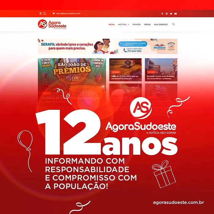 Agora Sudoeste comemora 12 anos de informação e compromisso com o jornalismo de qualidade