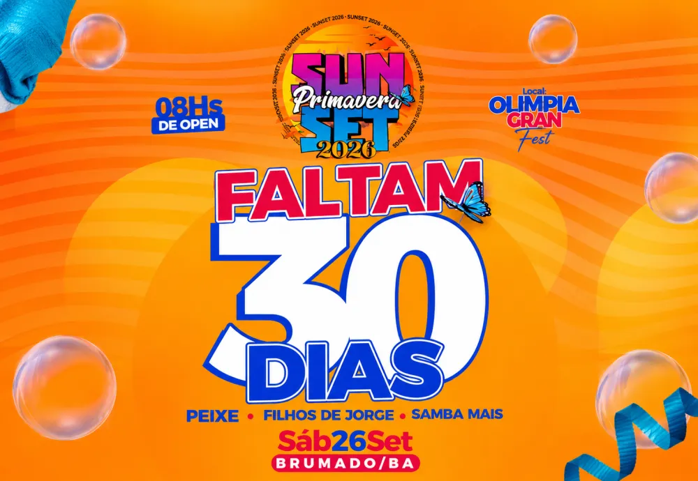 Contagem regressiva: Primavera Sunset acontece daqui a 30 dias em Brumado