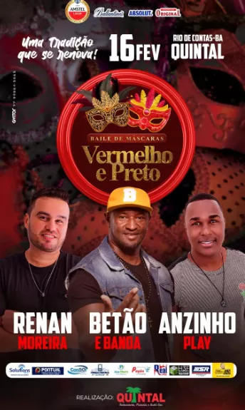 Rio de Contas: Venha curtir o Baile de Máscaras Vermelho e Preto
