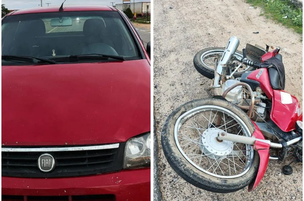 Colisão entre carro e moto deixa homem ferido na BA-026, em Tanhaçu