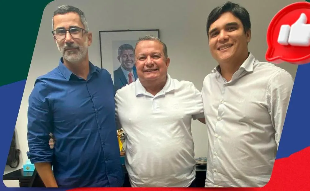 Deputado Vitor Bonfim e prefeito de Planaltino discutem projeto de abastecimento de água com presidente da Embasa