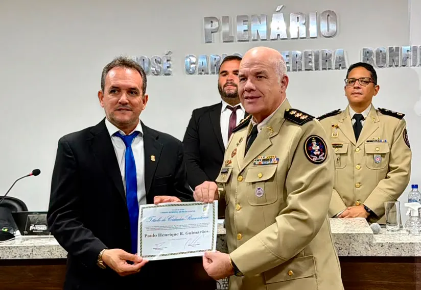 Comandante do CPR-SO, Coronel Paulo Guimarães é homenageado com título de Cidadão Riocontense