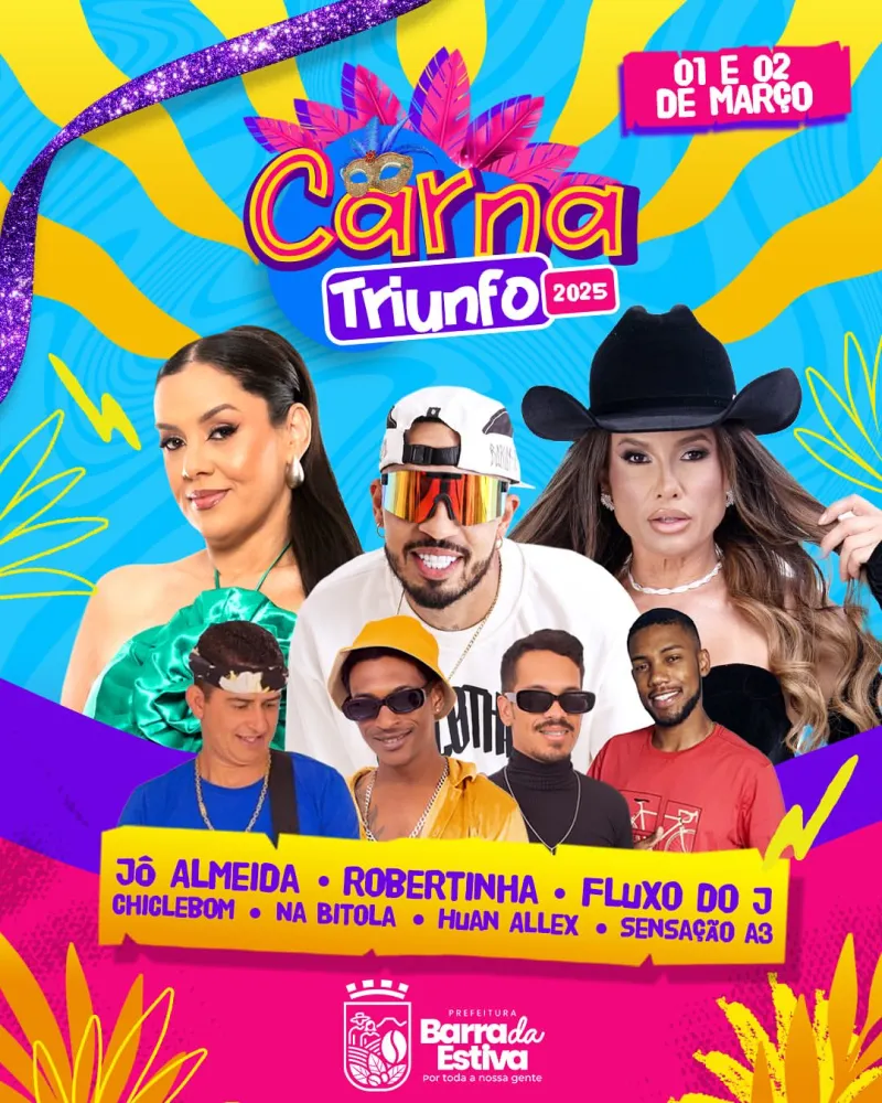 Carna Triunfo 2025: Barra da Estiva divulga programação oficial do Carnaval