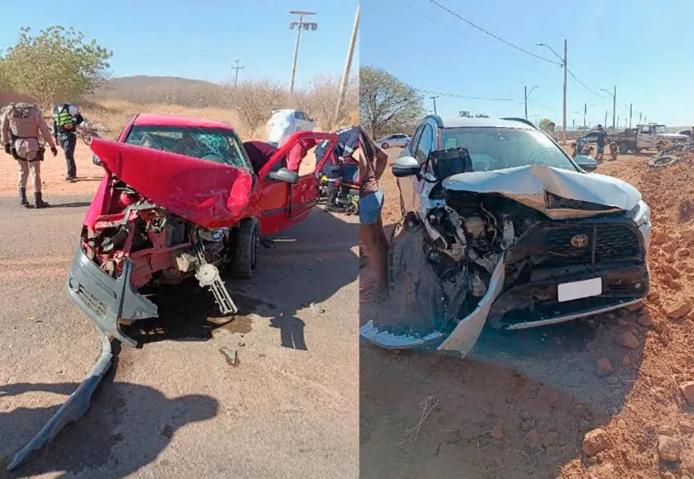Acidente durante travessia da BR-030 deixa três feridos na entrada de povoado em Palmas de Monte Alto